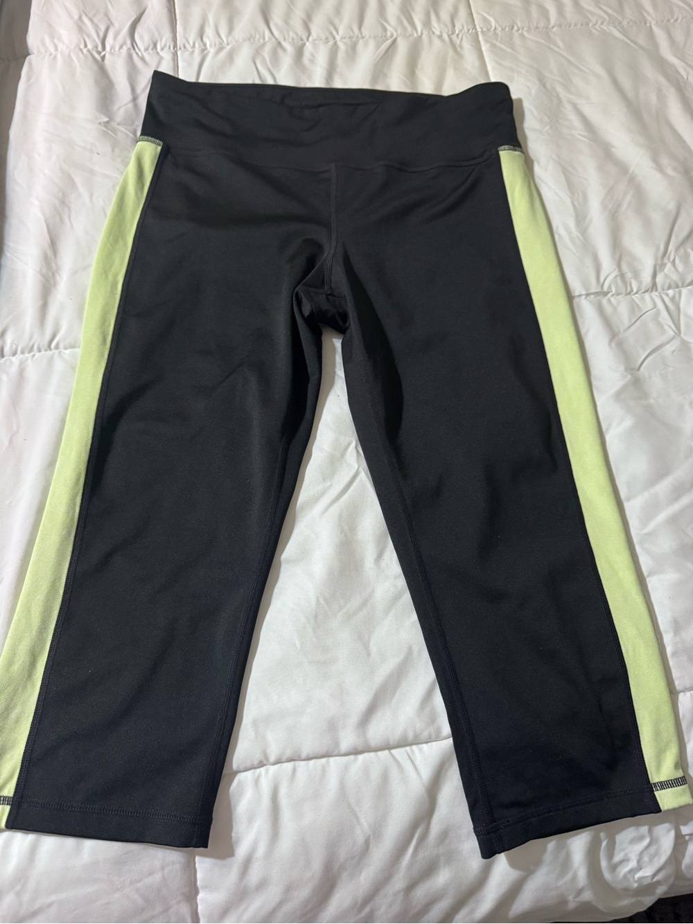 Ideology Black Athletic Crop Leggings with Lime Accents